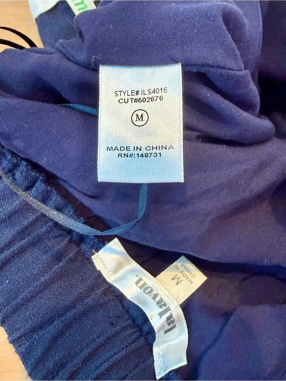 Lalavon Medium Navy Blue Linen Blend Scallop-Trim Sleeveless Top & Short Set